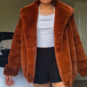 Princess Polly faux fur orange/brown fur coat